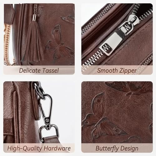 Image of BELTANA Crossbody Bags for Women Trendy Vegan Leather Hobo Purses Medium Butterfly Cross Body Purse with Wide Strap | Adjustable Strap