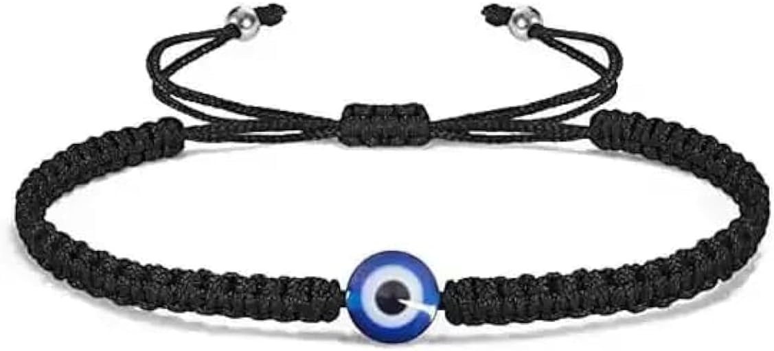 Evil Eye Bracelet Black Handmade & Adjustable for Women Men and Kids, Kabbalah Protection from Negative Energy and safety from any evil eye