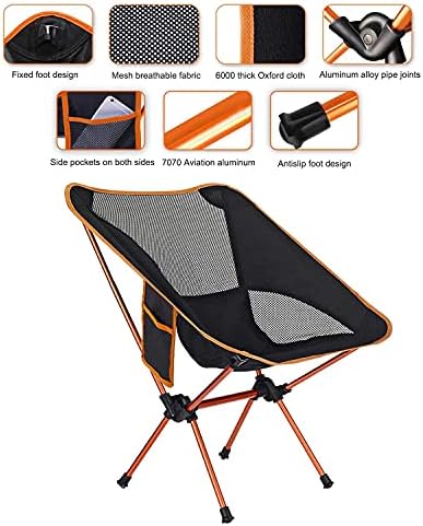 MOXTOYU Folding Camping Chair, Strong Sturdy Portable Folding Chairs Outdoor with Carry Bag, Backpack Camp Chair Ultra Lightweight Camping Chair for Outdoor, Travel, Hiking, Camp, Fishing, Picnic