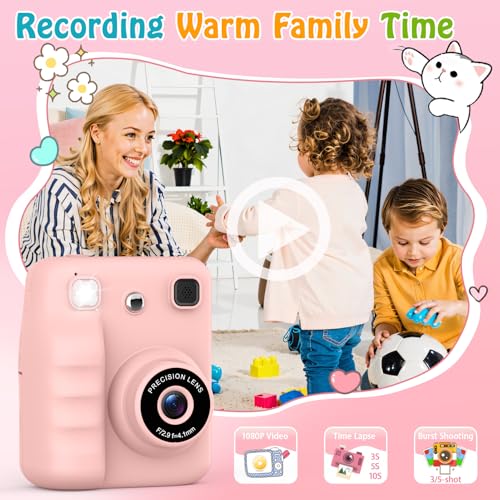 Kids Camera Instant Print, Toys for 3-10 Year Old Girl Gifts 1080P Video & 32GB SD 2.4'' Screen Instant Print Camera for Kids Gifts for 3 4 5 6 7 8 9 10 Year Old Girls Birthday Presents Xmas - Image 3