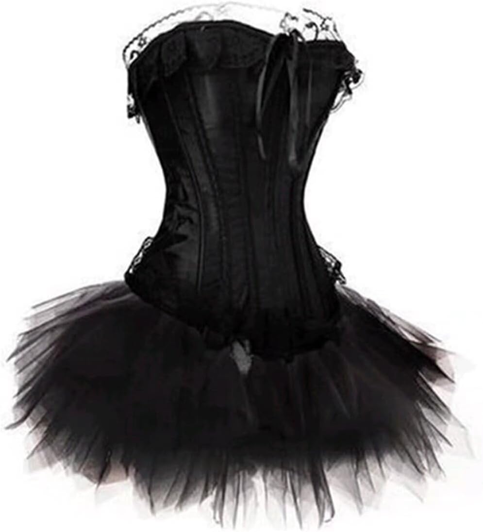 Corset Dress Skirt Tutu Set Gothic Boned Bustier Halloween Lingerie Women Halloween Costumes