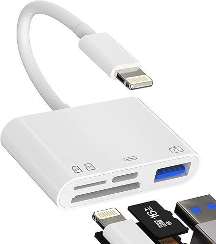 zoyuzan Lector de tarjetas SD de memoria para cámara compatible con iPhone, compatible con Lightning macho a USB hembra, adaptador OTG, Micro TF,