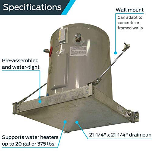 HoldRite QuickStand Wall Mounted Water Heater Platform with Steel Drain
