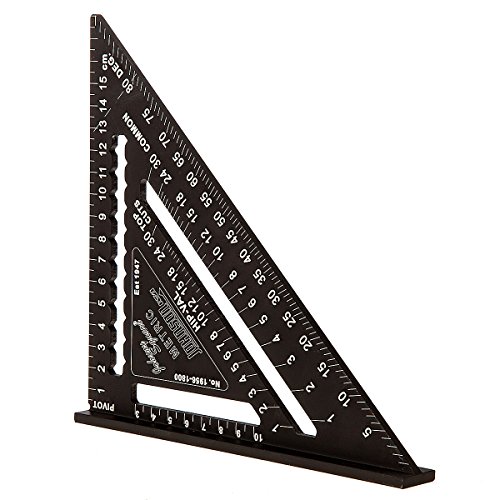 Image of Johnson Level & Tool 1956-1800 Metric Johnny Square Professional Easy-Read Aluminum Rafter Square, 18cm, Black, 1 Square