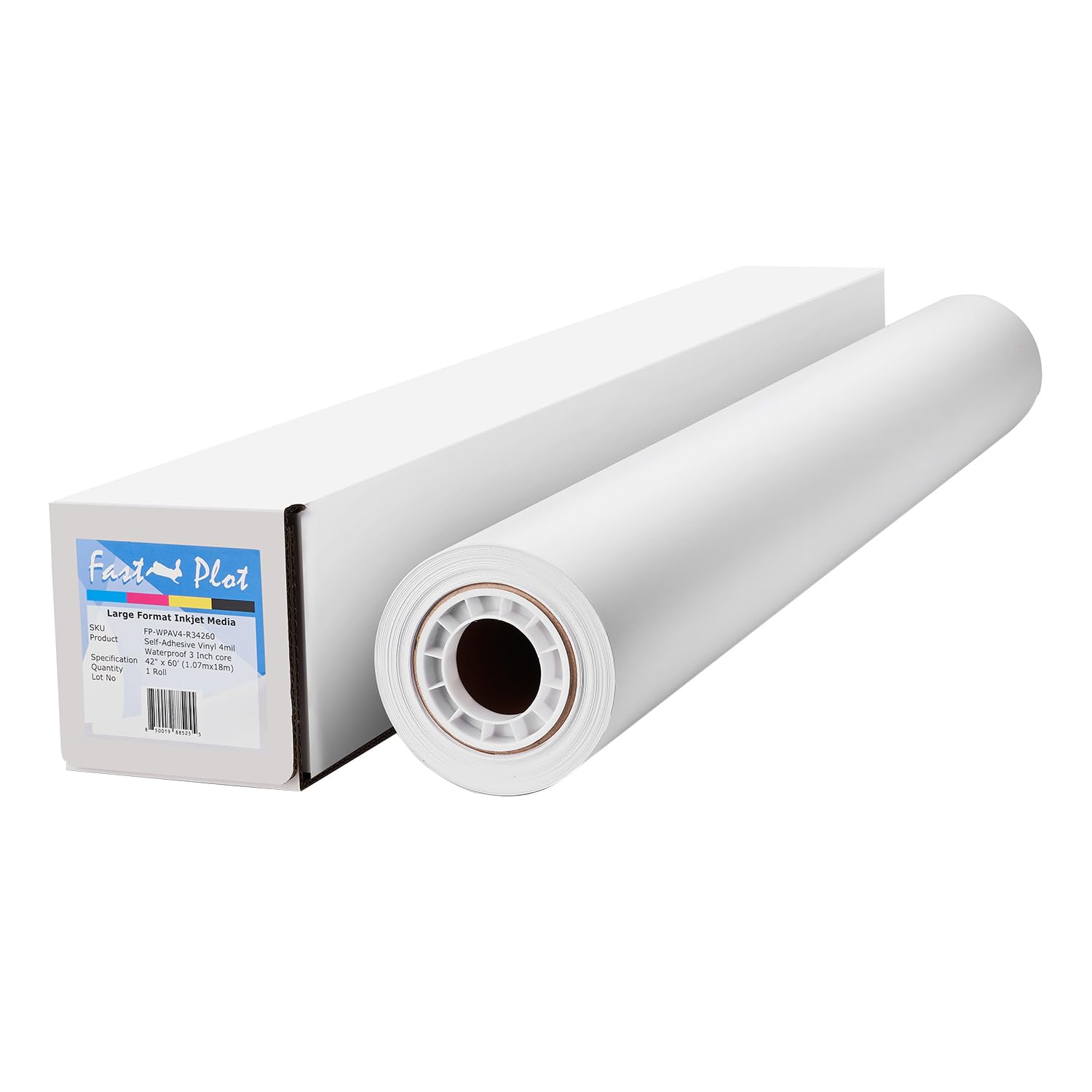 FastPlot Self Adhesive Vinyl - Waterproof 4mil - 42inch x 60ft Roll - 3inch core