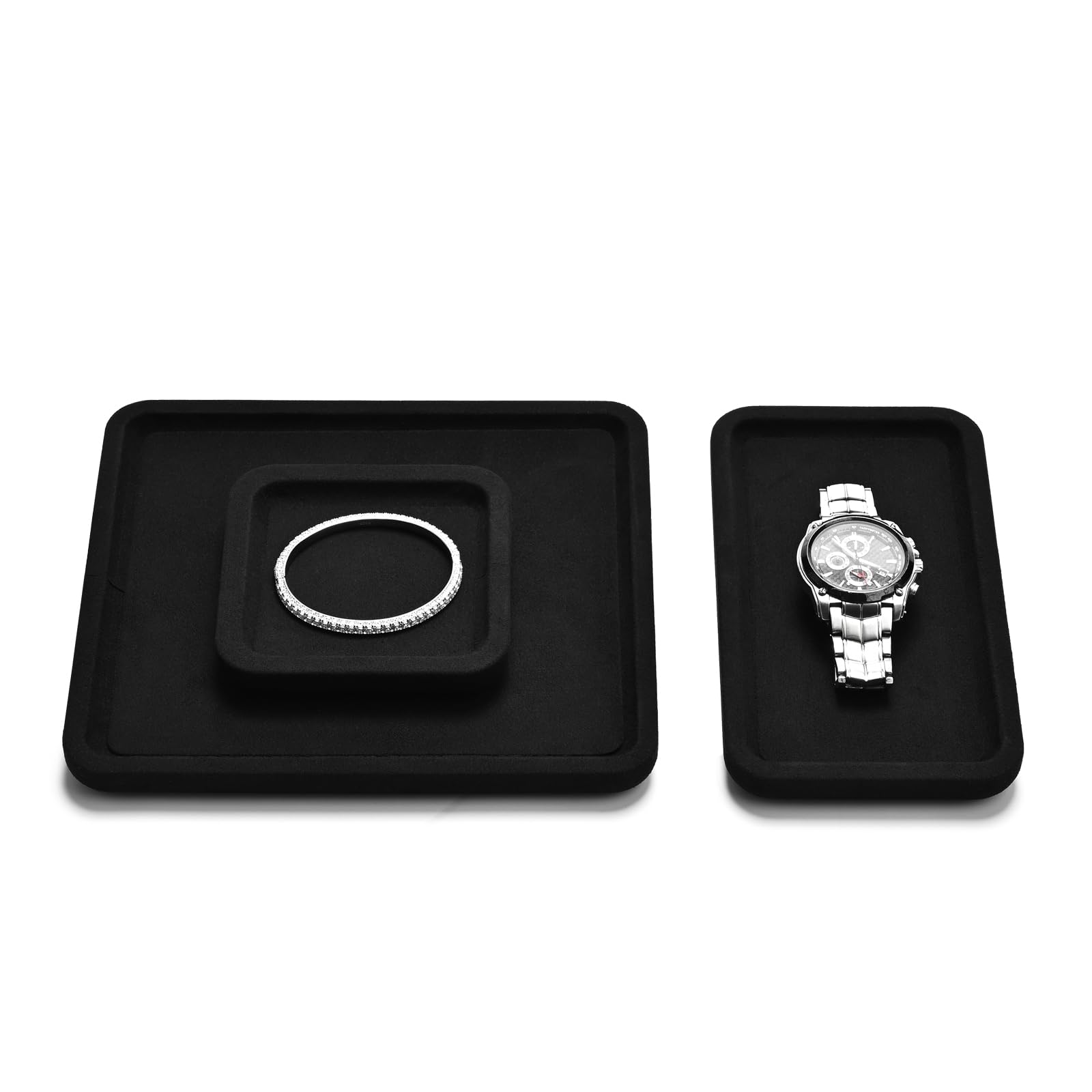 Plateau À Bijoux En Bois, Organisateur De Bijoux Jewelry Tray Présentoir À Bijoux 10x10x1.5cm (noir) | Petit plateau à bijoux - 10 x 10 x 1,5 cm - Noir - Plateau à bijoux Papten - Insert à bijoux pour tiroirs