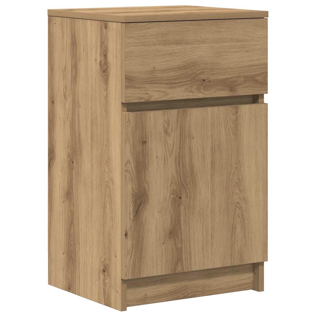 Table de chevet chêne artisanal 65 cm meuble de chambre rangement nuit avec porte réversible