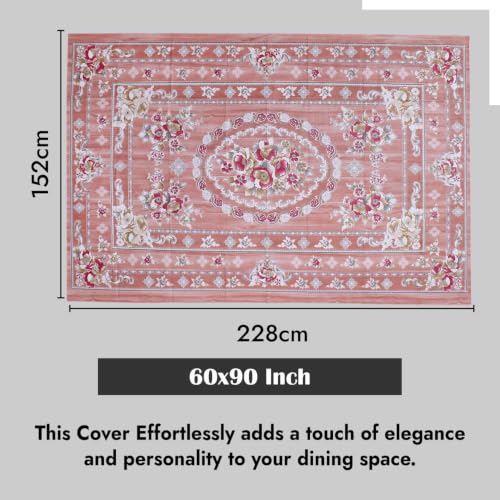 Image of Dakshya Industries Waterproof PVC Table Cover 60x90 Inch for Dining Table, Floral Printed Table Cloth, Washable Oilproof Table Protector, Plastic Cover for 6 Seater & 8 Seater Tables (Copper)