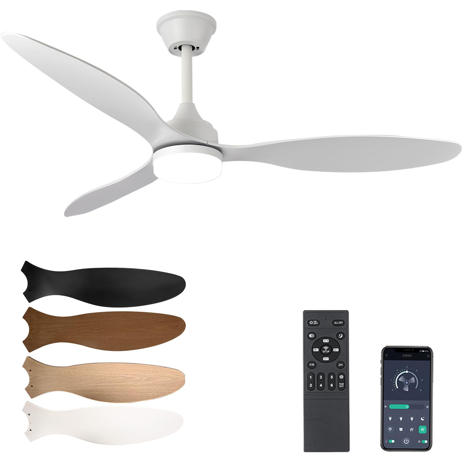 LXTEDJ 52" Large Ceiling Fans with Lights, Smart Ceiling Fan for Cooling