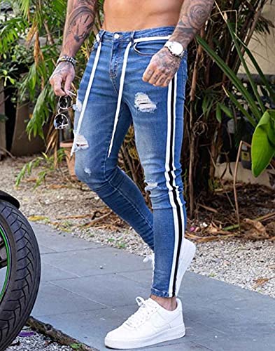 Hungson Skinny Jeans For Men Stretch Slim Fit Ripped Distressed #TOP1