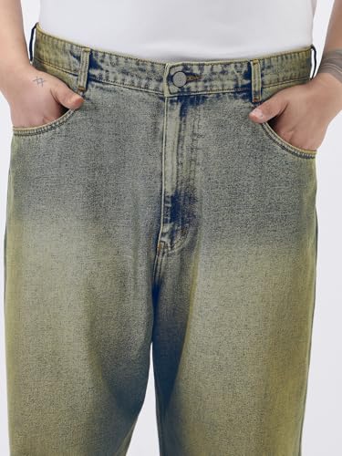 Image of Urbano Plus Men's Loose Baggy Fit Heavy Washed Jeans Non-Stretchable