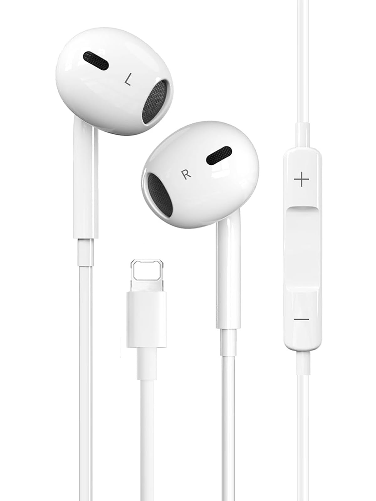 ANKA In Ear Headphones Wired Earphones Built-in Microphone and Volume Control Earbuds,Headphones Compatible with Phone 14/13/12/11/SE/XR/XS/8/7 White 1Pack