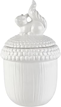 Elements White Squirrel Pinecone Ceramic Jar, 5.91x5.91x10.04 Inch