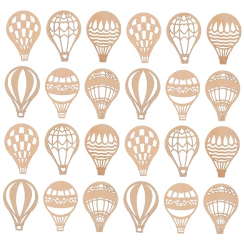 Uonlytech 24pezzi Ritagli Di Legno Forma Di Pallone Aerostatico Non Verniciati Fette Di Legno Per Progetti Fai Da Te Decorazioni Per Casa e Scuola