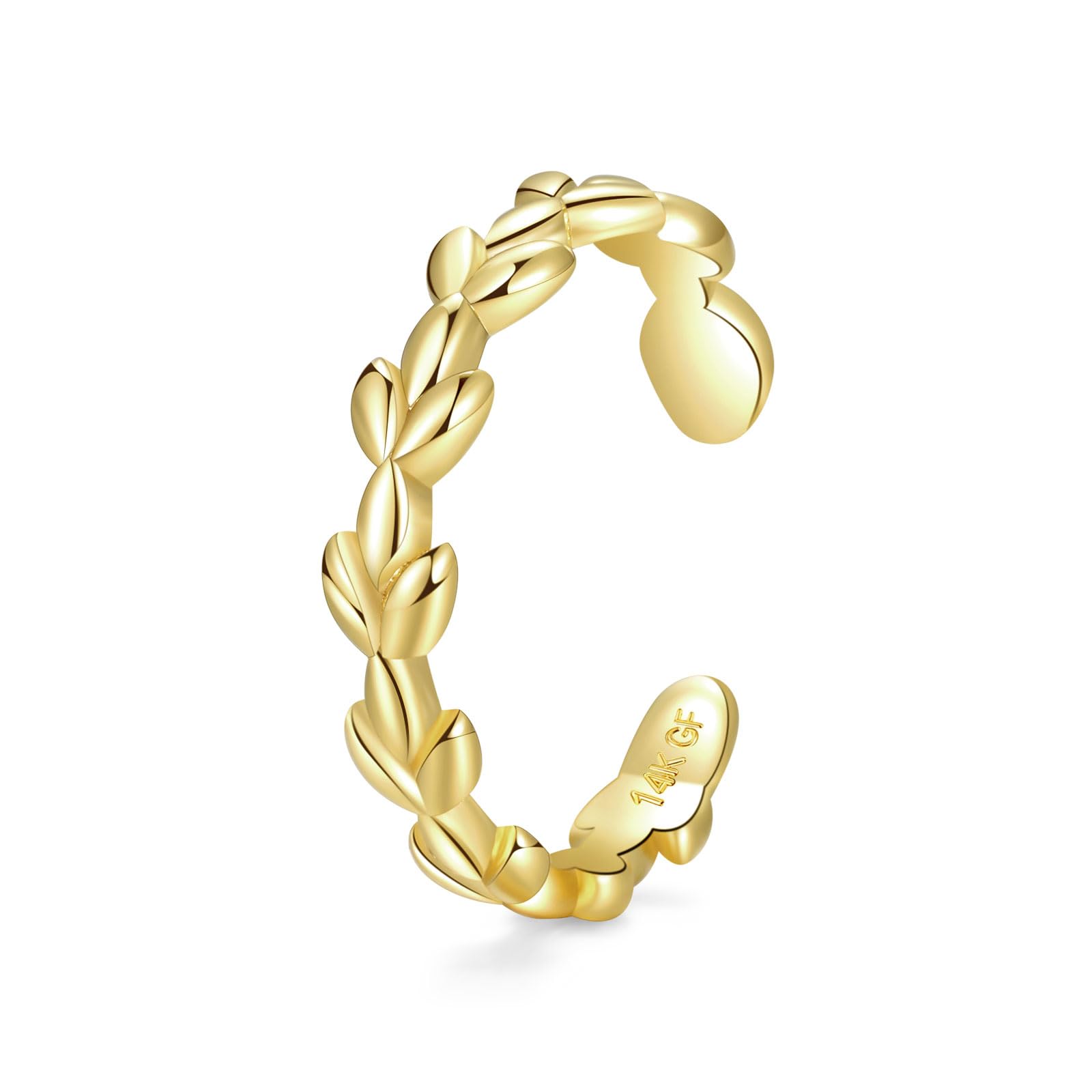 PLOMFOV 14K Gold Filled Gold Toe Rings for Women Adjustable Toe Rings Non Tarnish Solid 14K Real Gold Toe Ring
