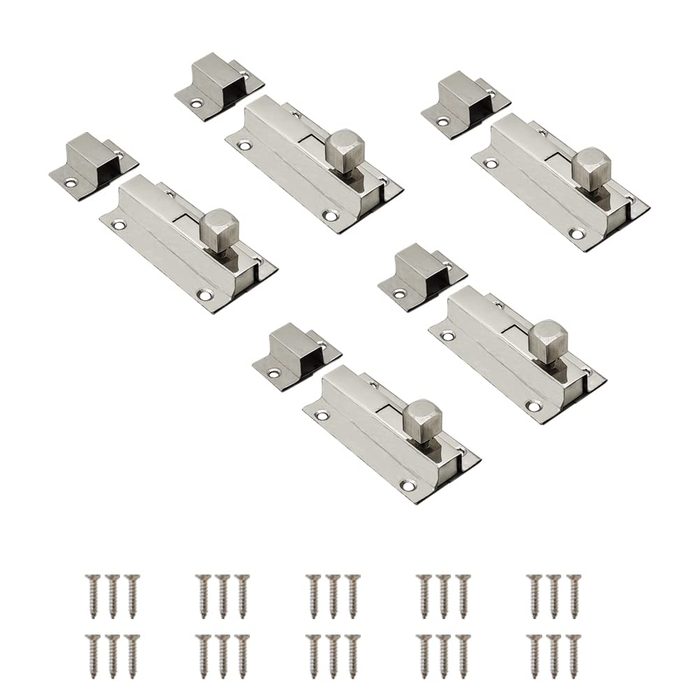 Volo 4 inch Heavy Duty Stainless Steel Door Security Latch Lock Tower Bolt for, Baby Latch, Home, Bathroom, Kitchen,Office .(Color :Silver)(Pack of 5) (B08SCPFSBX) Amazon Price History, Amazon Price Tracker
