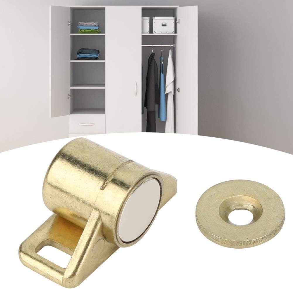 4 Sets Magnetic Door Catch with Auto Shutdown, Zinc Alloy Gold Antique Finish for Cabinet Drawer Wardrobe, Easy Install Hardware Kit for Home Kitchen Bathroom