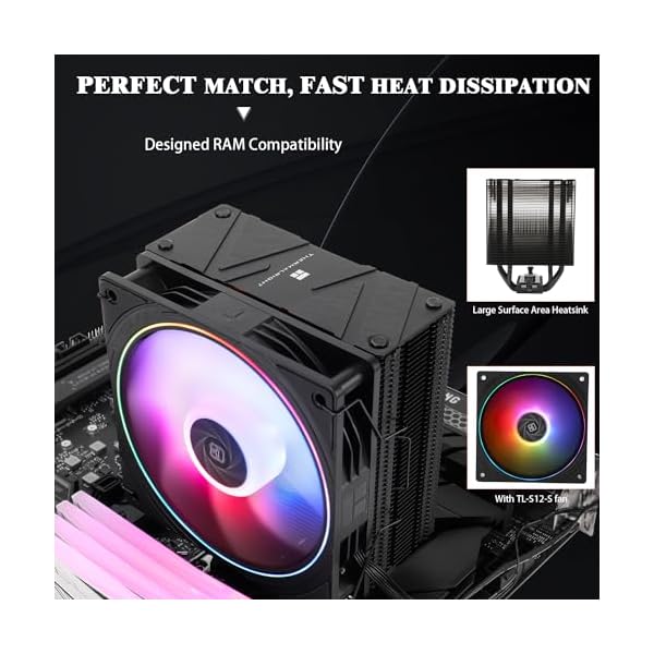 Thermalright Assassin Spirit 120 EVO Black CPU Cooler, 120mm PWM Quiet ARGB Fan CPU Air Cooler, AGHP 4th Technology, Support Intel lga1700/1150/1151/1200,AMD AM4 AM5, Computer Cooler(AS120 EVO) - Image 4