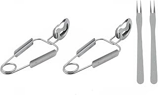 2 Pinces à Escargots + 2 Fourchettes en Acier Inoxydable – Set de Couverts à Escargots Professionnel pour Coquillages, Crustacés (Crabes, Homards) – Idéal Maison, Restaurant, Hôtel
