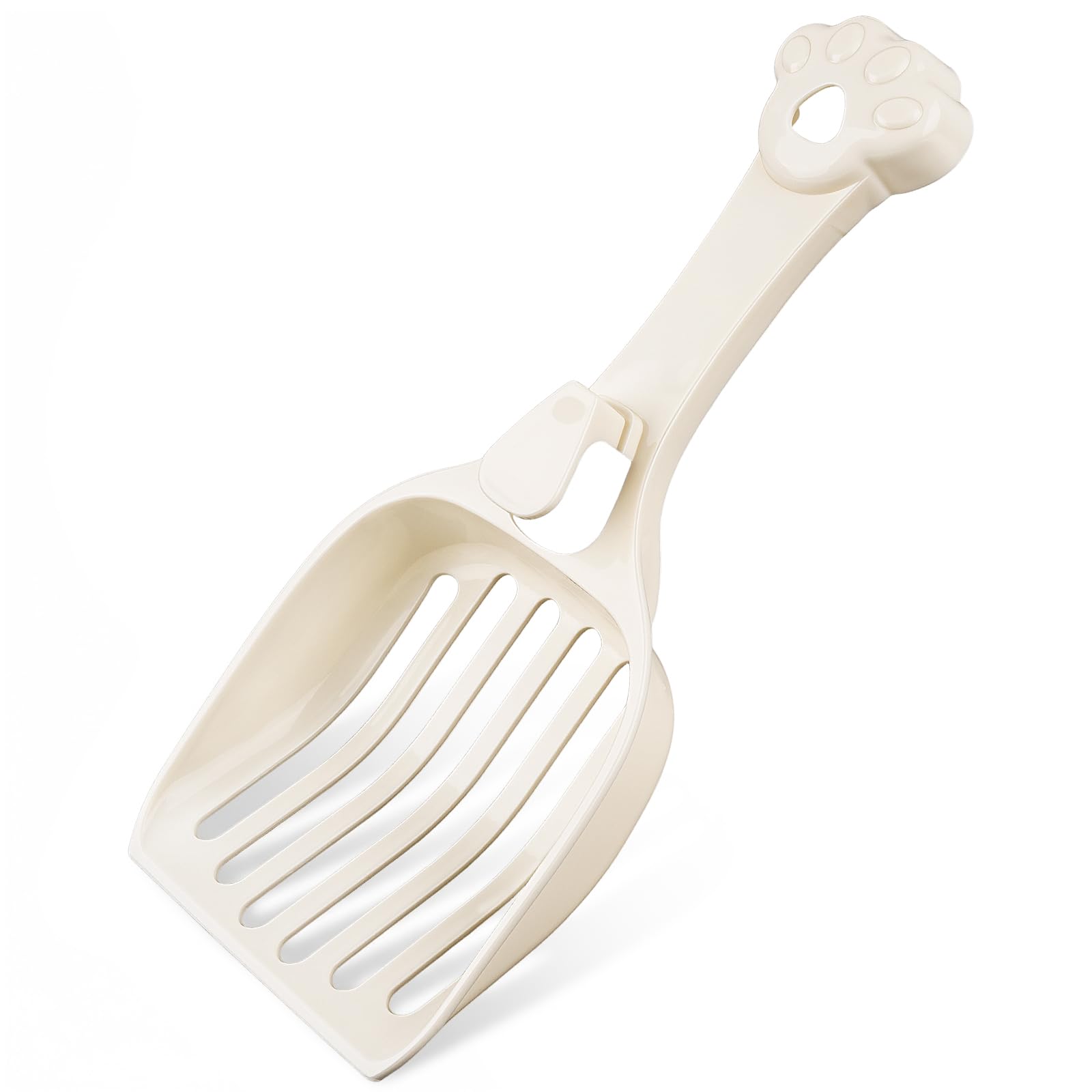 Cat Litter Scoop, Litter Scoop with Wide Slats, Kitty Litter Scooper for Pine Pellets, Durable Plastic Litter Sifter Scoop - Designed for Easy Sifting, Milky White