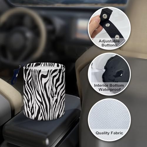 Image of Zebra Automotive Garbage Can Small Trash Can Waterproof Collapsible Multipurpose Car Storage Bag Car Accessories