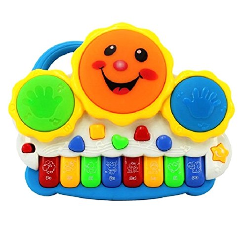 Memore Drum Keyboard Musical Toy with Flashing Lights Animal Sounds and Songs