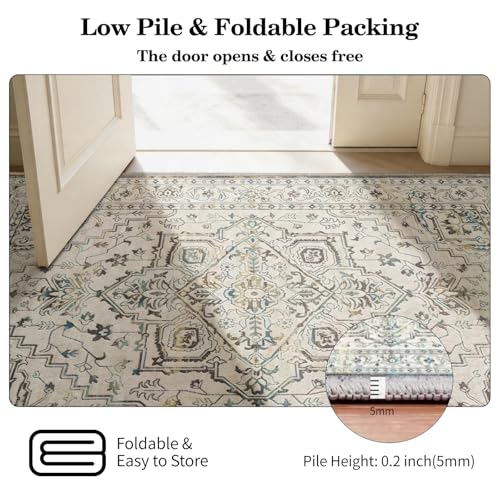 Tapete vintage lavable 8x10 anti deslizante para interiores miniatura 7