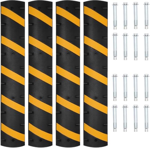 Image of 6FT Rubber Speed Bumps, 4-Pack 25000 Lb Capacity Heavy Duty Speed Bumps