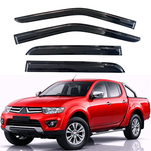 Image of KPY Rain Guards Fit for 2007-2014 Mitsubishi L200 Double Cab, Out-Channel Window Visors Vent Wind Deflectors 4PC, Truck Accessories for 2007-2014 Mitsubishi Triton Double Cab