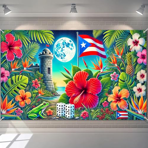 Banner Puerto Rico 71 x 43 pulgadas fondo tropical miniatura 1