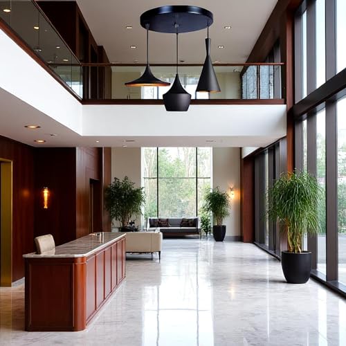 Image of GreyWings 3, Piece Black Aluminium Hanging Pendant Light Set, Decorative Indoor Ceiling Lamp Cluster, for Dining, Kitchen, Living Room, (Big) Cluster Set