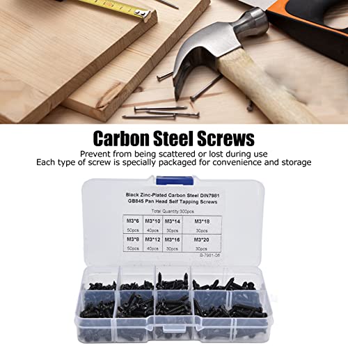 Set de 300 tornillos autorroscantes M3 de acero carbono miniatura 4