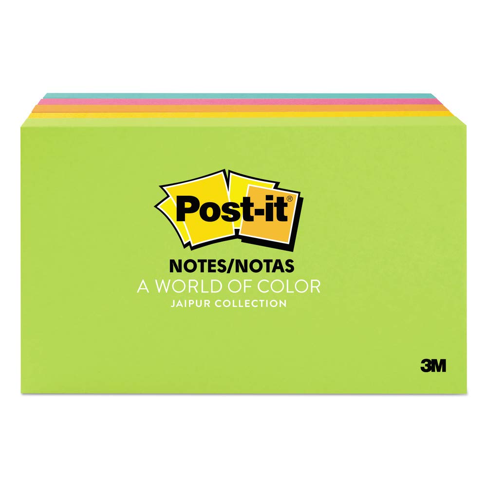 Post-it Notes oryginalne podkładki w kolorach Jaipur 3 x 5, 100/podkładka, 5 padów/opakowanie