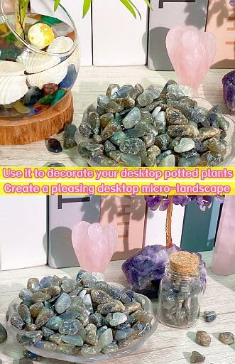 Image of YATOJUZI Labradorite 1LB Aquarium Gravel Rocks Bulk Wholesale Tumbled Crystals Stones Chips Crushed Reiki Energy Balancing Gemstones for Planters Vase Filler Fountain Fish Tank Potted Decor