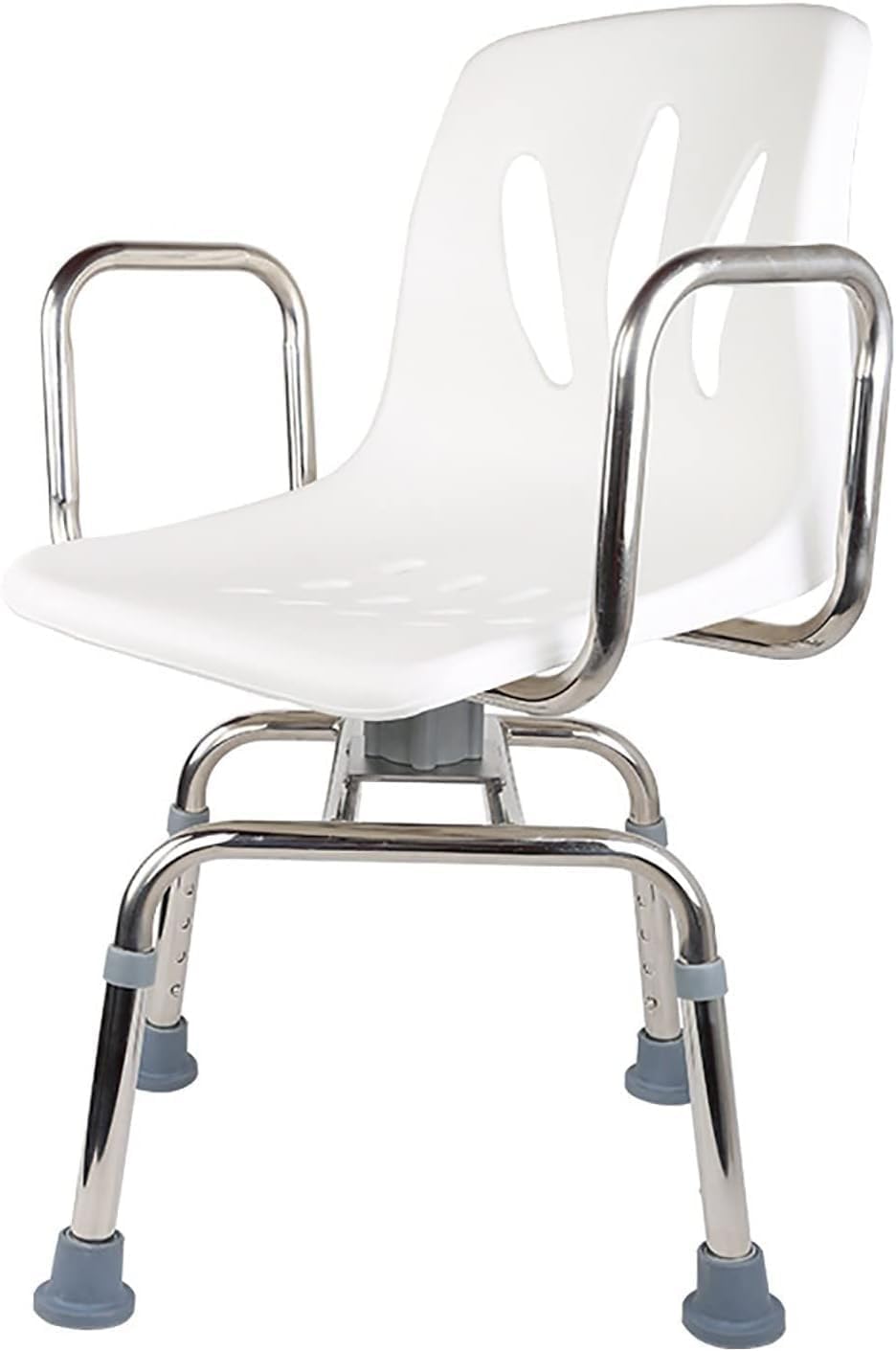 Silla de ducha giratoria para ancianos, taburete de baño ajustable en altura con reposabrazos y respaldo, asiento de bañera resistente de hasta 330 libras