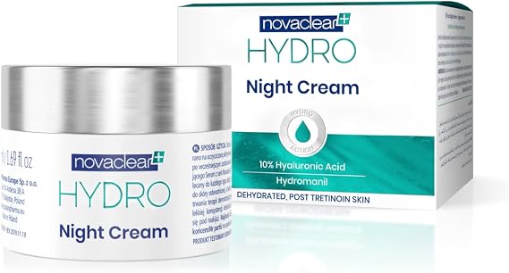 Novaclear Hydro Night Cream – Lightweight Gel Moisturizer with Hyaluronic Acid, Vitamin E & Antioxidants – Deep Hydration & Skin Renewal Cream 50 ML