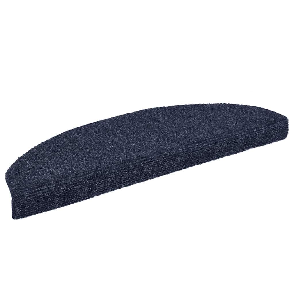 Stufenmatten Selbstklebend 15 Stück 65x21x4 cm Blau Halbrund Groß Treppenstufen Matten, Teppich Innen für Treppen, rutschfest Stufenmatten Treppenteppich