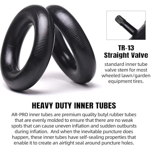 Image of (2-Set) AR-PRO 4.80 /4.00-8 inch Tire and Inner Tube Set - Universal Replacement Tires and Inner Tubes with 15.5 inch Outer Tire Diameter and 4.80 inch Tire Width - Fits on Dollies, Trolleys, Wagons, and More
