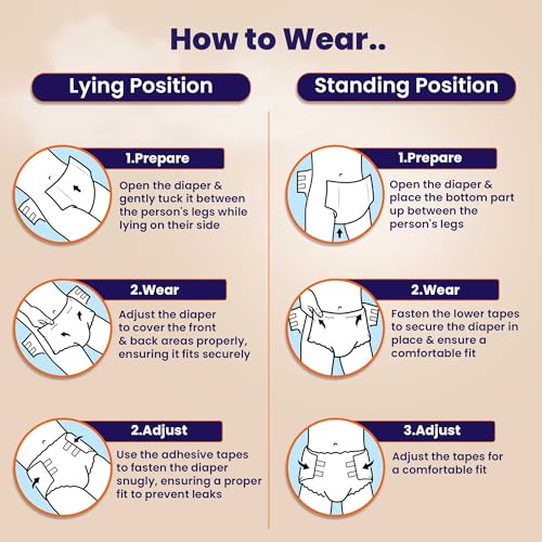 Image of Premium Unisex Eazy Tape Style Easy Adult Diapers With Wetness Indicator, Fast Absorption, Leakproof, Odour Lock & Anti-Bacterial| 50 Count (XL,Pack of 5)