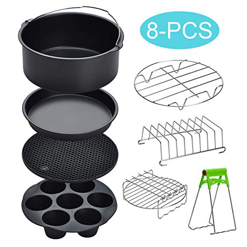 Songway 8 inch Air Fryer Accessories for Gowise USA Cozyna Airfryer XL 5.3QT  5.8QT, Deluxe Deep Fryer Accessories Set of 8/12 (8PCS)