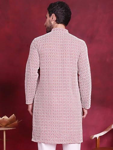 Image of Jompers Cotton Chikankari Embroidered Regular Fit Kurtas for Men