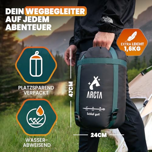ARCTA® 3-in-1 Schlafsack Camping – als Deckenschlafsack, Mantel oder Decke nutzbar – 3 Jahreszeiten Schlafsack Erwachsene, warm & leicht, Baumwollfutter, Outdoor geeignet, 200×75cm – Bild 3