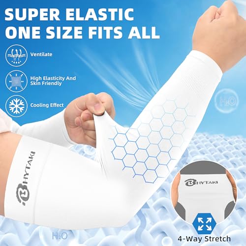 BHYTAKI 4 Pairs UV Sun Protection Arm Sleeves, UPF 50 Sports Cooling Arm Compression Sleeves for Men Women Teenager - Thumbnail 3
