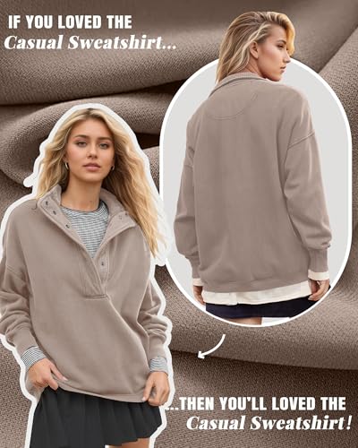 Image of Gacaky Sweatshirt for Women Oversized Casual Long Sleeve Button Henley Neck Pullover Tops Fashion Outfits Clothes