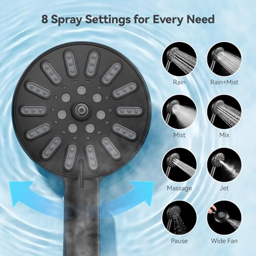 Image of INAVAMZ High Pressure Rain Shower Head Combo with Magnetic Handheld Black