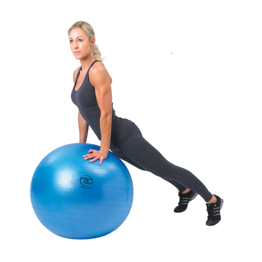 Fitness Mad Anti Burst Swiss Ball, 300 kg Load Tested Yoga Ball, 55 cm / 65 cm / 75 cm, Exercise Ball for Fitness, Pilates, Pregnancy & Core Workouts