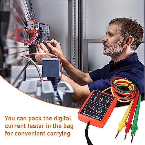 Vegena Phasenprüfer Drehfeldmessgerät Ac60v~600v Mit Krokodilklemmen Summertester Zeigt Digitaler Phasendrehungsanzeiger 3 Phasenfolge Presence Rotation Tester Kontaktloser Drehfeldtester