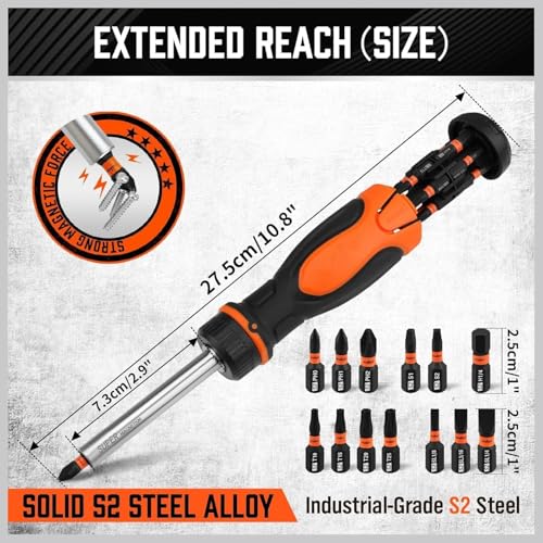 Image of 14-in-1 Screw driver Kit,Compact,Durable,and Travel-Friendly Tool Kit with a Magnetic Bit Holder,Perfect for Household&Auto Repair