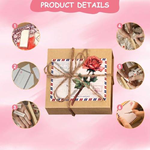 Love Box, 1Set Love Letter Box with Envelopes 4x4x2 Inch Tiny DIY Cards Love Notes Gifts for Him Her Love Letter Game for Long Distance Couple Romantic Supplies - Image 3