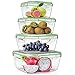 Home Fleek - Set de 4 Envases de Vidrio Cuadrado para Alimentos | Recipientes Herméticos de Cristal Para La Cocina | Apto para Lavavajilla, Horno, Microondas, Congelador | Sin BPA (Verde, Set de 4)